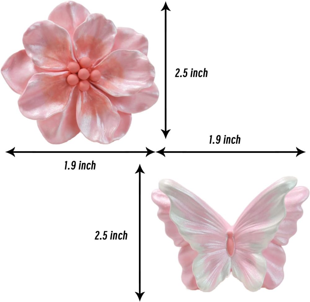 2 PCS Butterfly and Flower Diffuser Stone Air Vent Clip Accessories,Air Conditioner Vent Clip,Car Air Freshener,Dashboard Accessories,Car Interior Decoration for Woman(Pink,Jasmine) - Image 2
