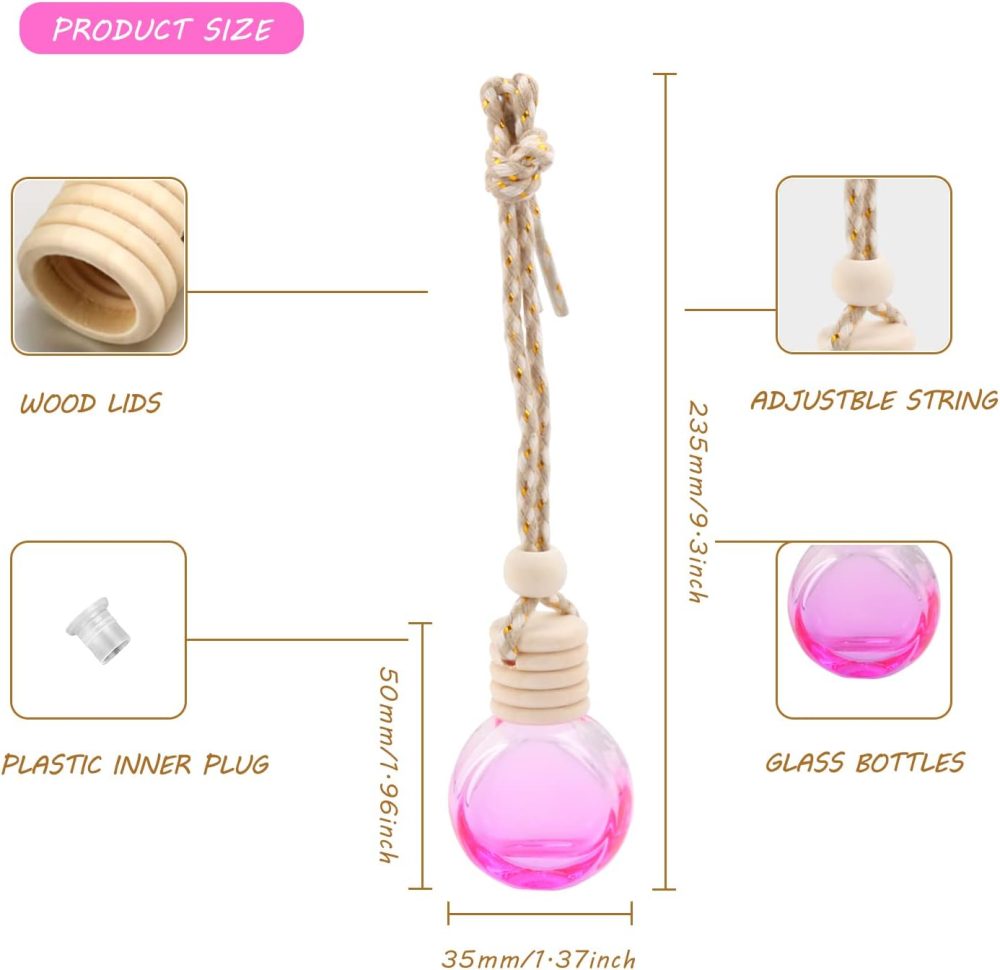 12 Pcs Car Air Freshener Hanging Perfume Bottle Essential Oil Fragrance Diffuser Pendant Car Ornament Decoration Accessories - Image 2