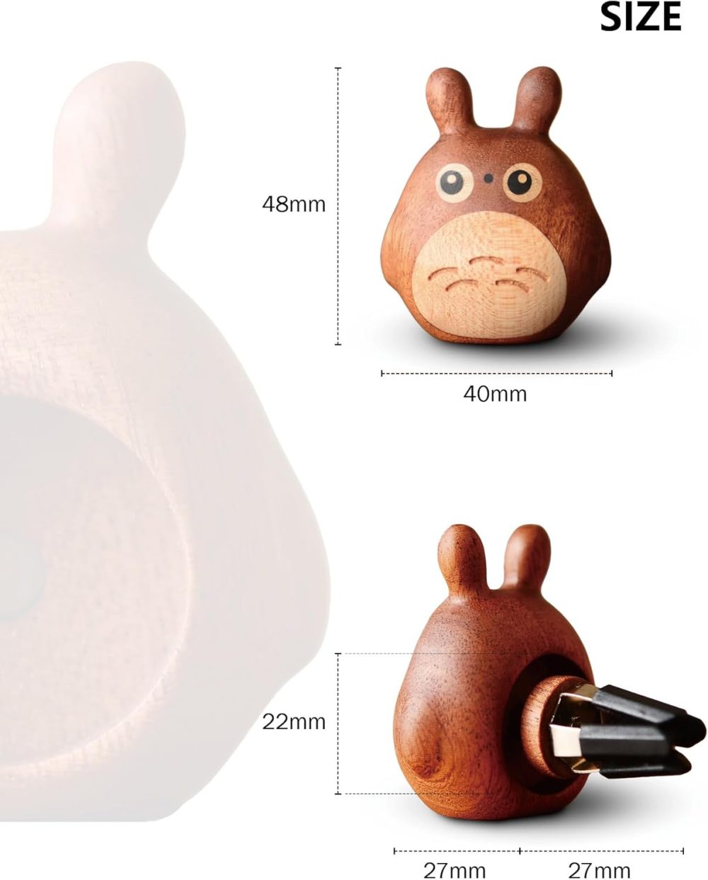 Handmade wooden Car Diffuser for Essential Oils and Refillable Air Freshener with Vent Clip Automotive Interior Chinchilla Cartoon and Festival Present Box - Image 2