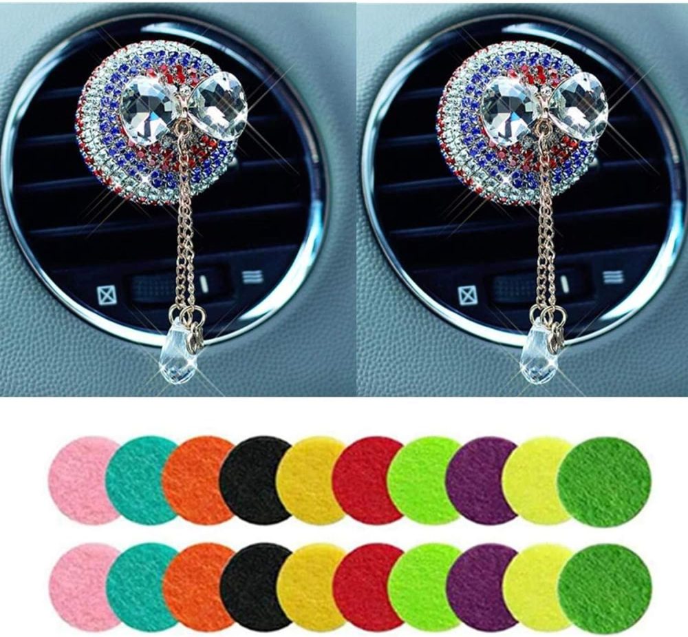 2PCS Car Fragrance Diffuser Vent Clip,Car Perfume Air Freshener Vent Clip,Fragrance Aromatherapy Essential Oil Car Scent Diffuser Air Purifier with 20 Pieces Replacement Felt Pad (C) - Image 2