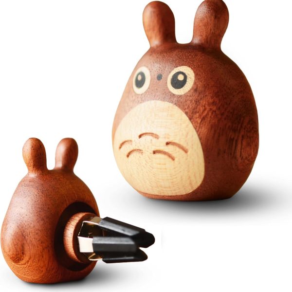 Handmade wooden Car Diffuser for Essential Oils and Refillable Air Freshener with Vent Clip Automotive Interior Chinchilla Cartoon and Festival Present Box